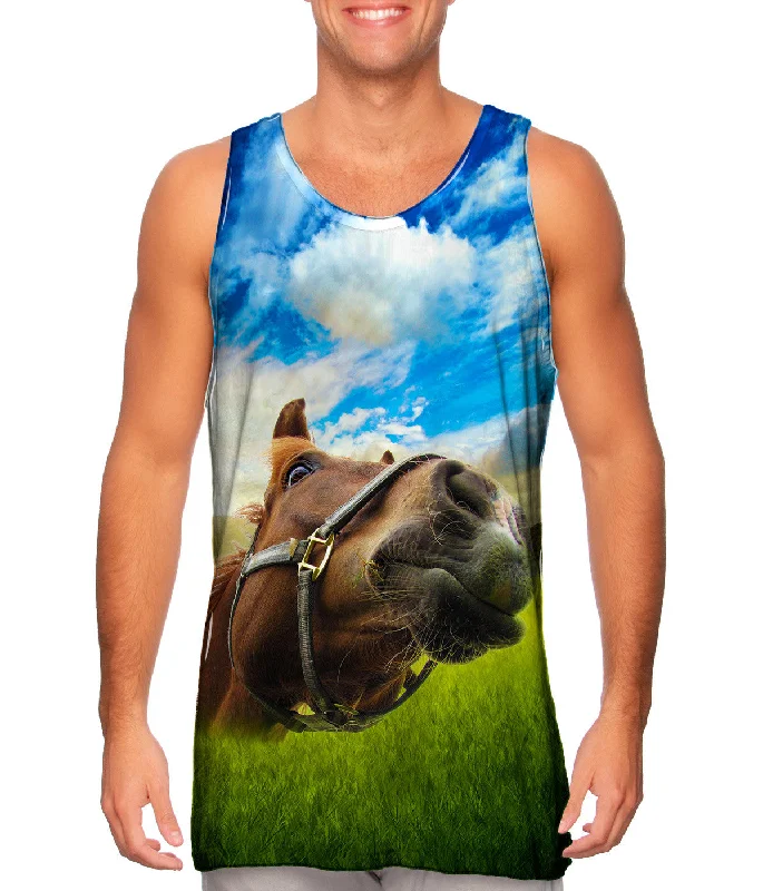 Plus Size Women's Criss - Cross Back Tank Tops in Neon ColorsCloseup Horse