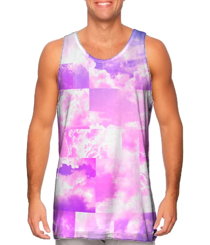 V - Neck Women's Moisture - Wicking Tank Tops for RunningCloud Collage Blue Pink