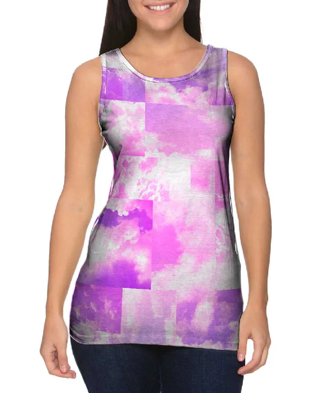 Women's Sleeveless Ribbed Tank Tops for a Trendy LookCloud Collage Blue Pink