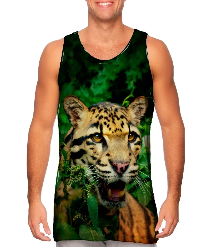Plus Size Women's Ruffled Hem Tank Tops with Floral PrintsClouded Leopard Jungle