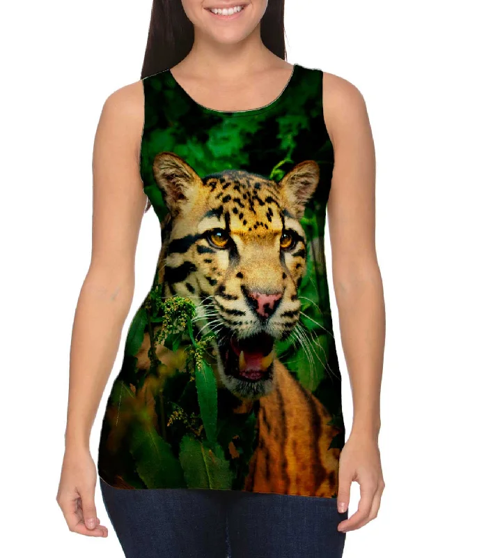 Square Neck Women's Organic Cotton Tank Tops in Earth TonesClouded Leopard Jungle