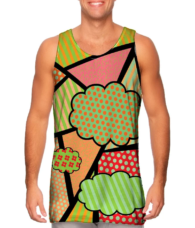 Women's Spaghetti Strap Tank Tops with Geometric PatternsClouds on Pink and Orange