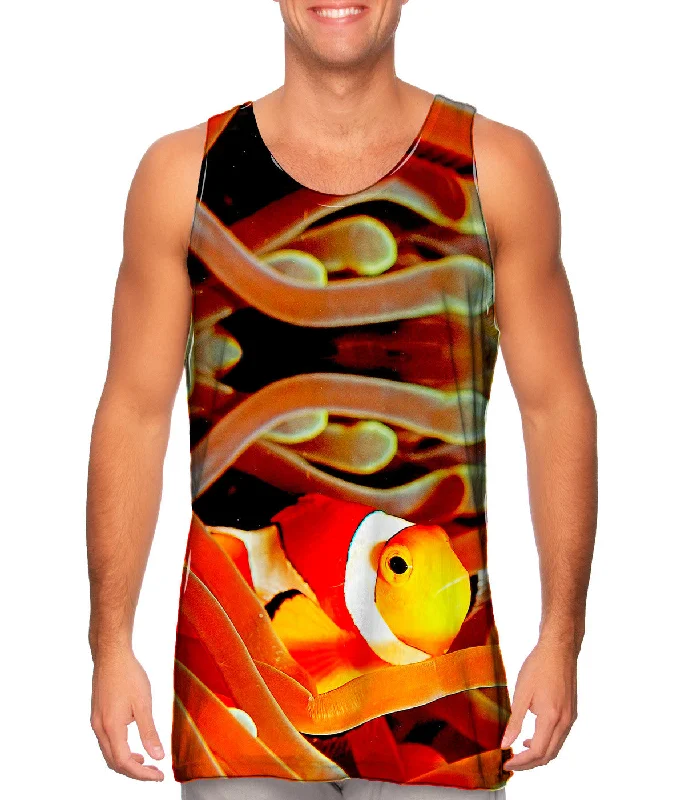 Plus Size Women's Embroidered Tank Tops in Boho StylesClown Fish Anemone Underwater