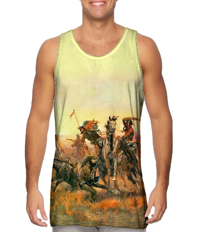 One - Shoulder Women's Rayon Blend Tank Tops for a Flowy LookCM Russell - "When Blackfoot And Sioux Meet" (1890) One - Shoulder Women's Rayon Blend Tank Tops for a Flowy LookCM Russell - "When Blackfoot And Sioux Meet" (1890)