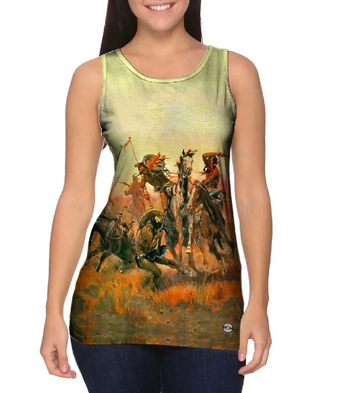 Plus Size Women's Puff - Sleeve Tank Tops in Pastel HuesCM Russell - "When Blackfoot And Sioux Meet" (1890) Plus Size Women's Puff - Sleeve Tank Tops in Pastel HuesCM Russell - "When Blackfoot And Sioux Meet" (1890)