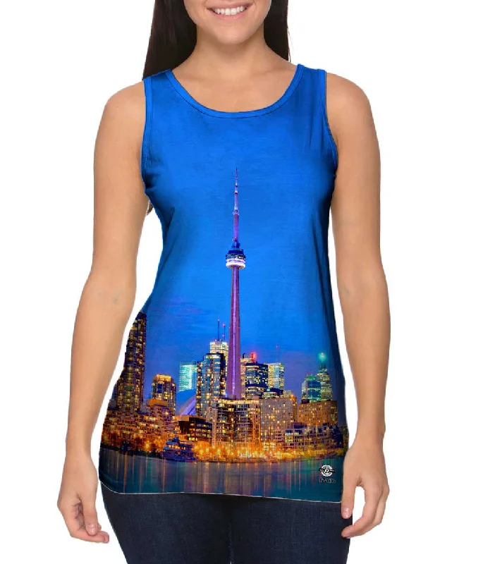 Women's Longline Tank Tops with Abstract PrintsCn Toronto Tower At Night