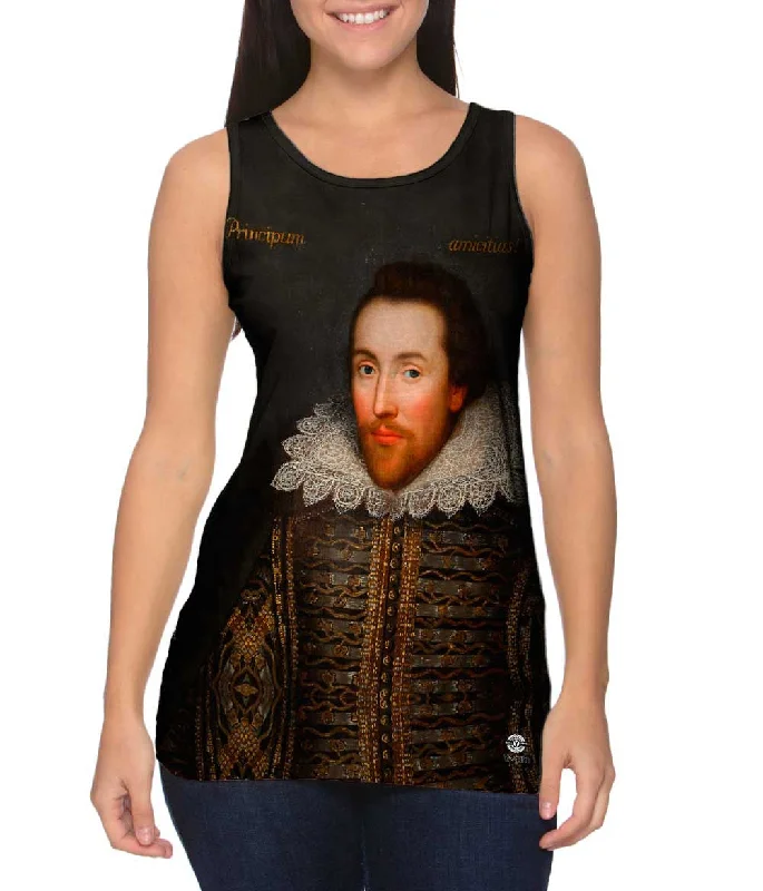 V - Neck Women's Moisture - Wicking Tank Tops for RunningCobbe - "Portrait of Shakespeare" (1610) V - Neck Women's Moisture - Wicking Tank Tops for RunningCobbe - "Portrait of Shakespeare" (1610)