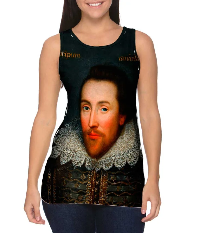 Square Neck Women's Organic Cotton Tank Tops in Earth TonesCobbe - "Portrait Of William Shakespeare" (1610) Square Neck Women's Organic Cotton Tank Tops in Earth TonesCobbe - "Portrait Of William Shakespeare" (1610)