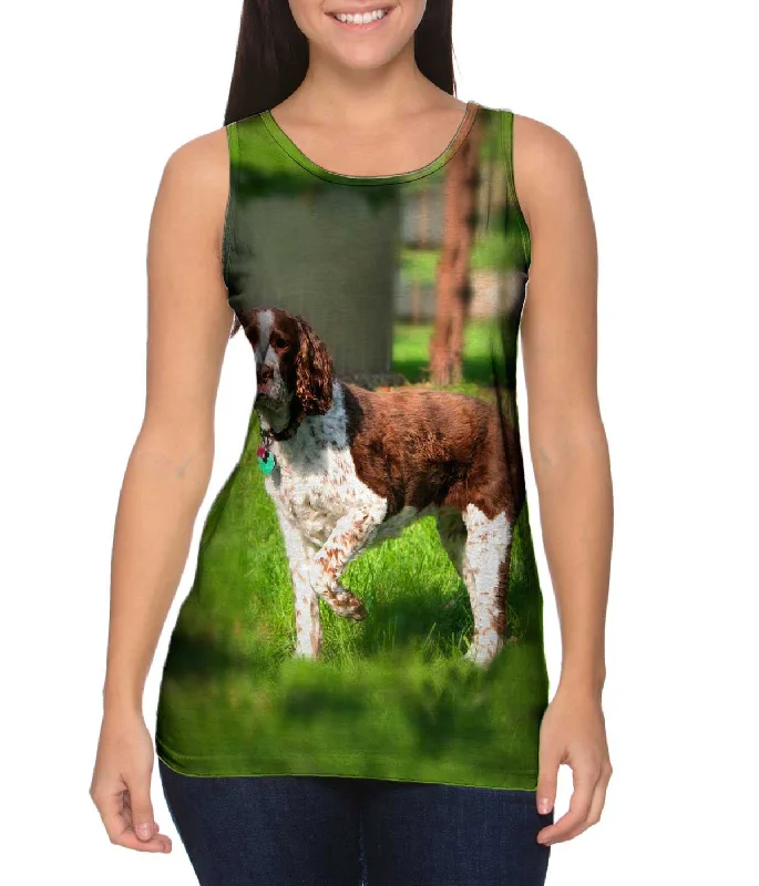 Crew Neck Women's Sustainable Tank Tops Made from Recycled MaterialsCocker Spaniel Pointing Crew Neck Women's Sustainable Tank Tops Made from Recycled MaterialsCocker Spaniel Pointing