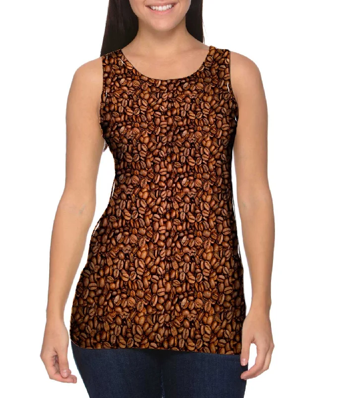 High - Neck Women's Silk Blend Tank Tops for a Luxurious FeelCoffee Beans