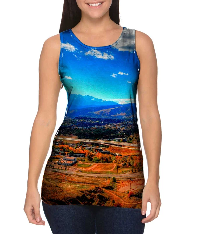 Crew Neck Women's Sustainable Tank Tops Made from Recycled MaterialsColorado Springs Valley Crew Neck Women's Sustainable Tank Tops Made from Recycled MaterialsColorado Springs Valley