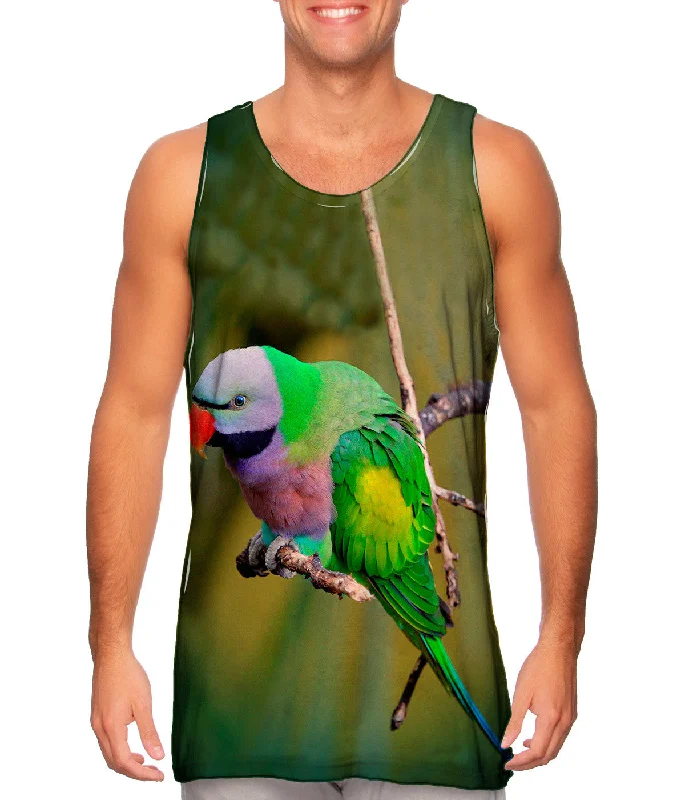 Women's Button - Down Tank Tops in Striped PatternsColorful Derbyan Parakeet