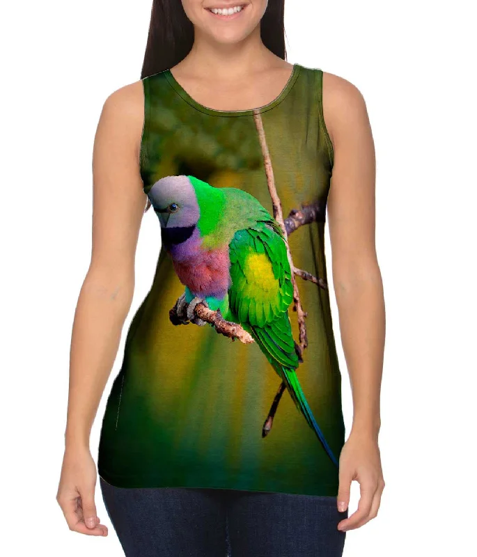 Mock Neck Women's Performance Tank Tops for CyclingColorful Derbyan Parakeet