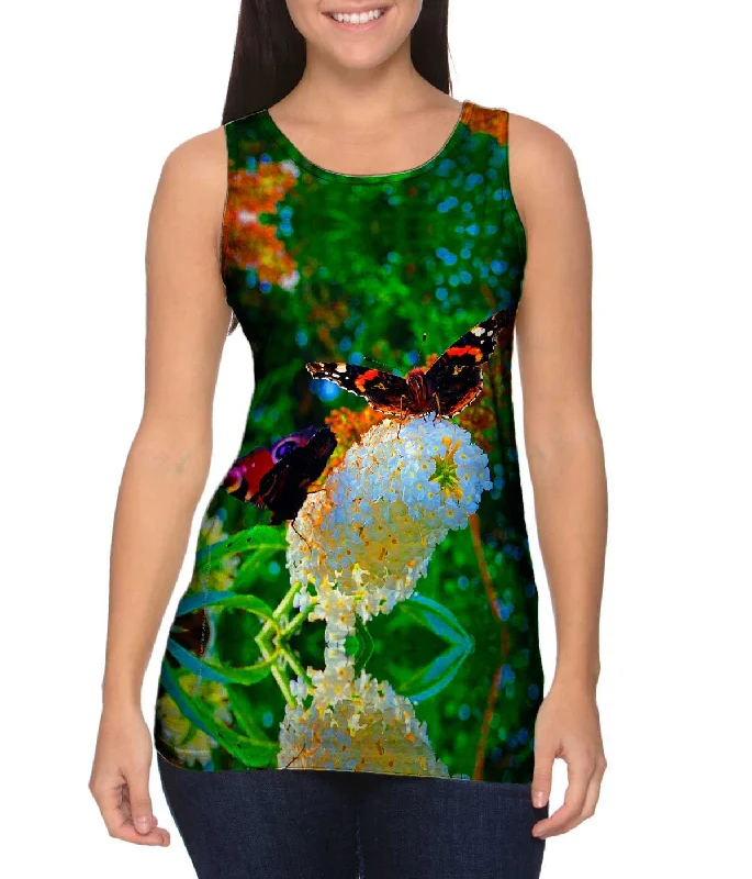 One - Shoulder Women's Rayon Blend Tank Tops for a Flowy LookColorful Flower Butterfly One - Shoulder Women's Rayon Blend Tank Tops for a Flowy LookColorful Flower Butterfly