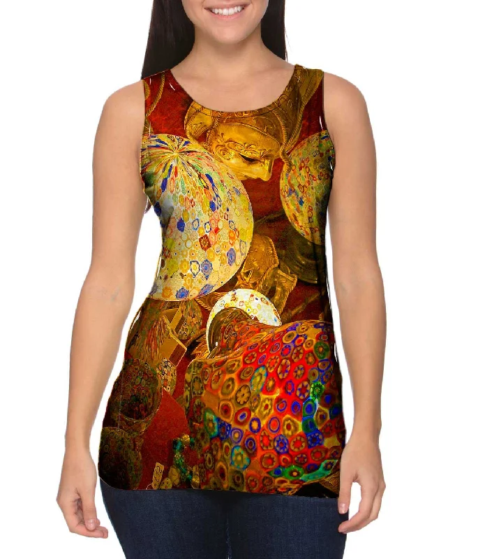 High - Neck Women's Silk Blend Tank Tops for a Luxurious FeelColorful Objects