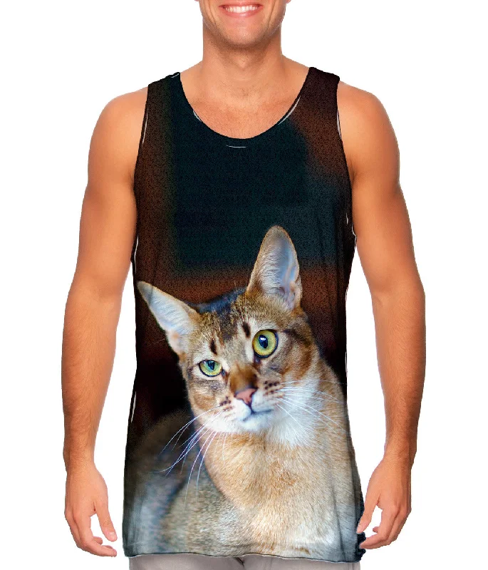 Plus Size Women's Side - Slit Tank Tops in Metallic ShadesConfused Cat