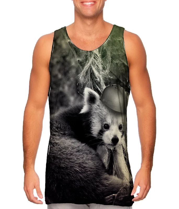 Plus Size Women's Embroidered Tank Tops in Boho StylesConstruction Hat Red Panda
