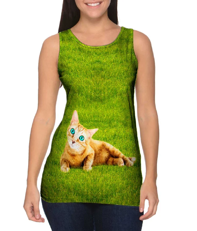 One - Shoulder Women's Rayon Blend Tank Tops for a Flowy LookCool Cat Bright Eyes