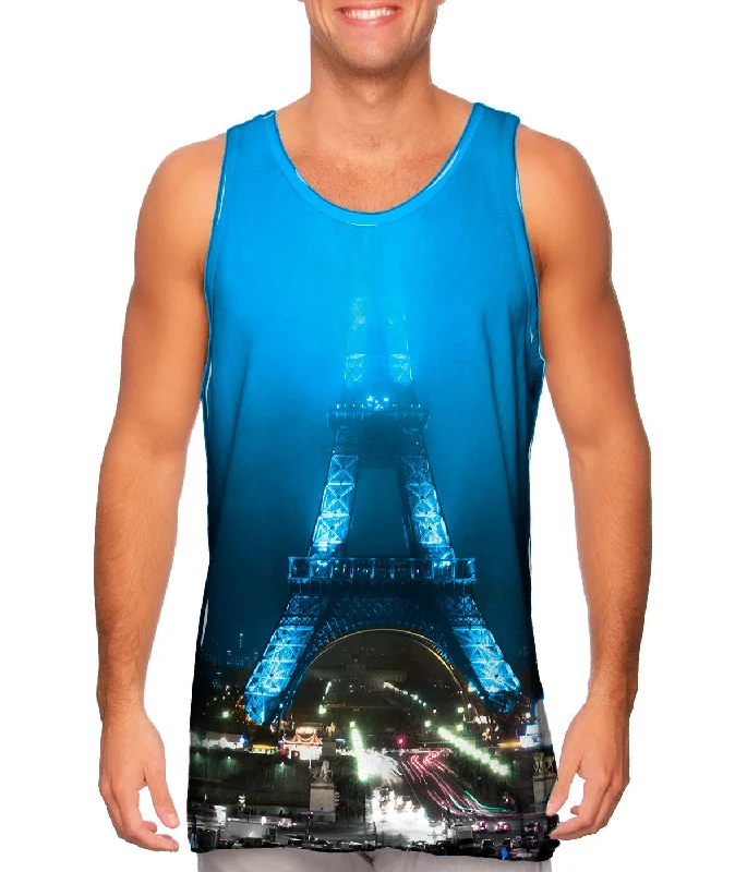 Plus Size Women's Ruffled Hem Tank Tops with Floral PrintsCool Night Eiffel