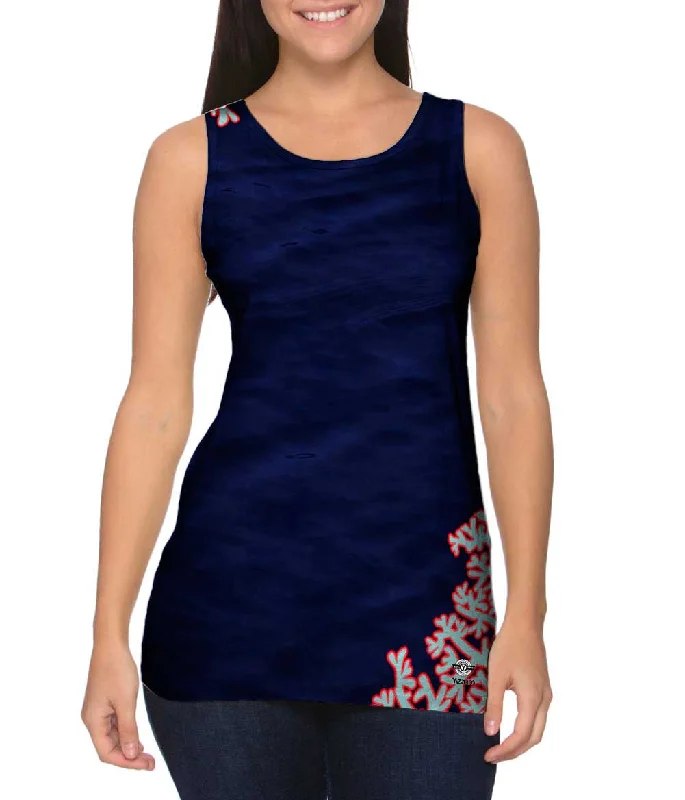 Plus Size Women's Side - Slit Tank Tops in Metallic ShadesCoral Me An Ocean