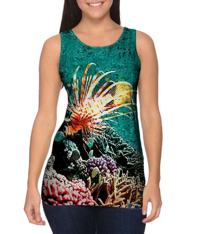 Plunge Neck Women's Seamless Tank Tops for a Smooth FitCoral reef 002