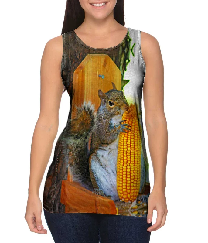 Plus Size Women's Glitter - Trimmed Tank Tops for Party NightsCorn Squirrel