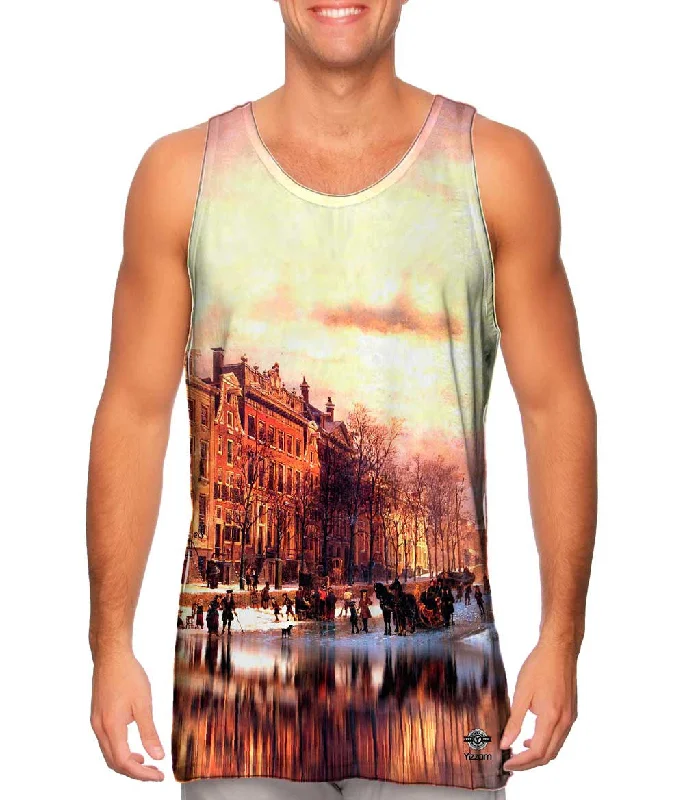Scoop Neck Women's Linen Blend Tank Tops for SummerCornelis Springer - "View On Heerengracht In Amsterdam"