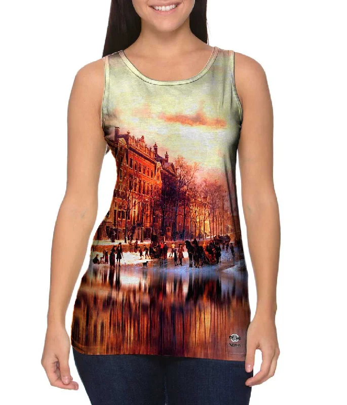 Women's Spaghetti Strap Tank Tops with Geometric PatternsCornelis Springer - "View On Heerengracht In Amsterdam"