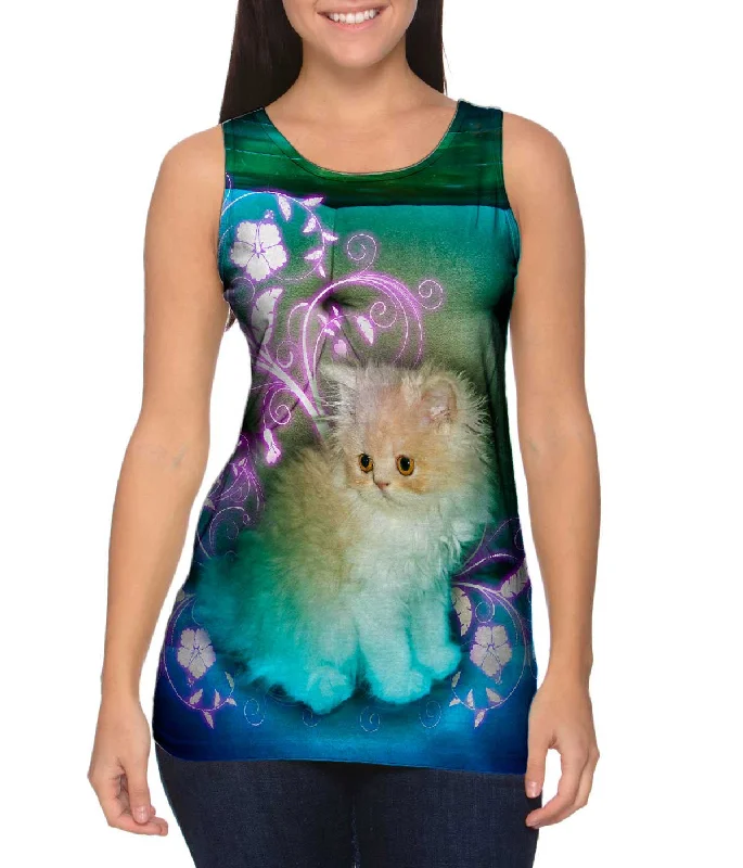 Plus Size Women's Puff - Sleeve Tank Tops in Pastel HuesCouch Kitten
