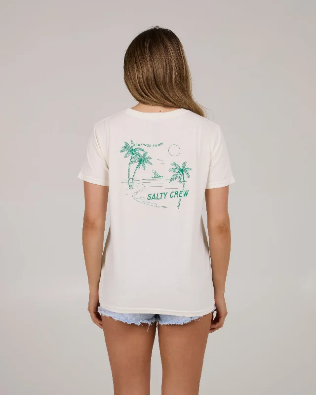 Graphic Print Women T Shirt for a Trendy StatementWomen’s Greetings BF Tee, Off White Graphic Print Women T Shirt for a Trendy StatementWomen’s Greetings BF Tee, Off White