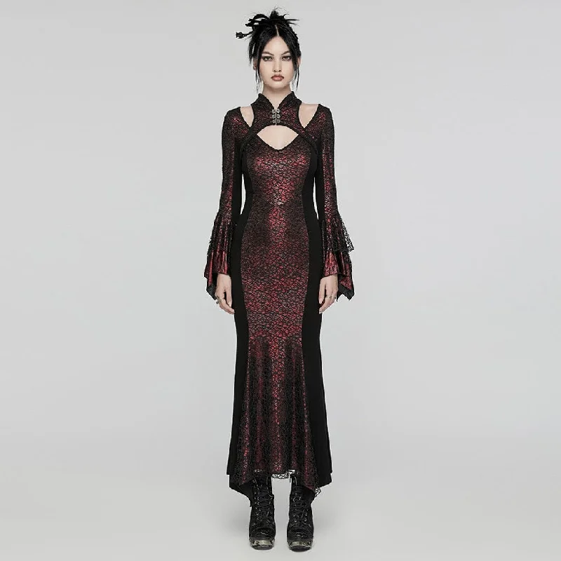 Empire Waist Women Dress to Accentuate the Bust and Conceal the WaistWomen's Gothic Cheongsam Collar Fishtailed Gown Dress Red Empire Waist Women Dress to Accentuate the Bust and Conceal the WaistWomen's Gothic Cheongsam Collar Fishtailed Gown Dress Red