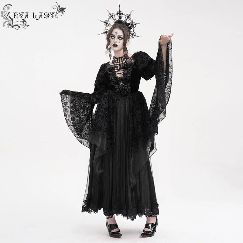 Sheath Women Dress with a Tailored Fit for a Professional LookWomen's Gothic Lace Crochet Long Sleeved Dress Wedding Dress Sheath Women Dress with a Tailored Fit for a Professional LookWomen's Gothic Lace Crochet Long Sleeved Dress Wedding Dress