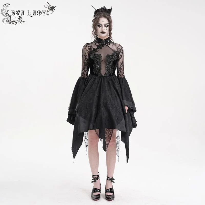 Backless Women Dress for a Sexy and Alluring Look at Evening EventsWomen's Gothic Lace Lace-up Long Sleeved Dress Backless Women Dress for a Sexy and Alluring Look at Evening EventsWomen's Gothic Lace Lace-up Long Sleeved Dress