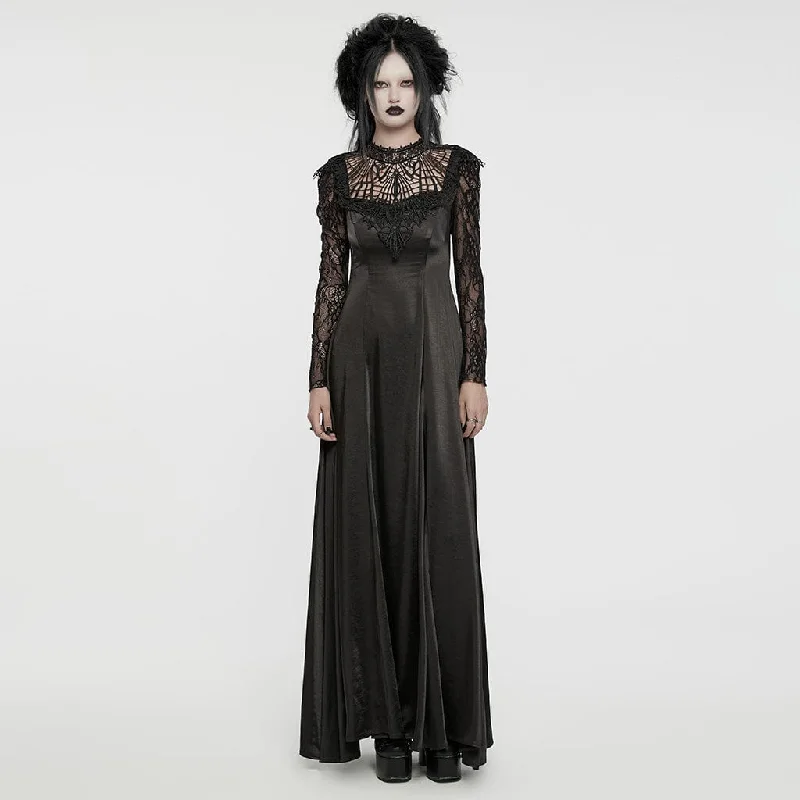 Off - the - Shoulder Women Dress for a Romantic and Feminine LookWomen's Gothic Lace Sleeved Lace-up Ball Gown Dress