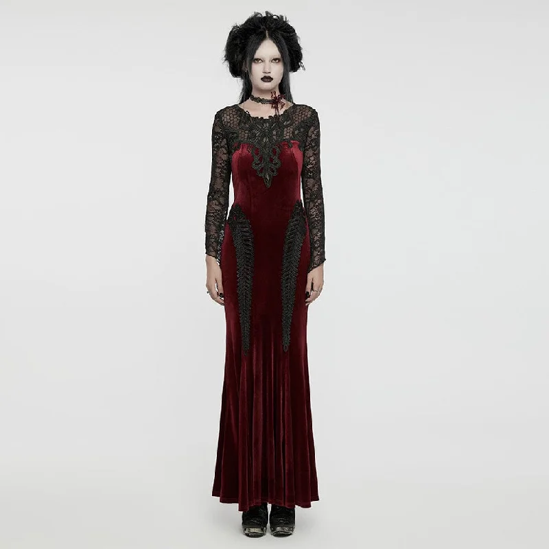 Shift Women Dress with a Simple and Classic Design for Everyday WearWomen's Gothic Lace Splice Velvet Fishtailed Prom Dress Red Shift Women Dress with a Simple and Classic Design for Everyday WearWomen's Gothic Lace Splice Velvet Fishtailed Prom Dress Red