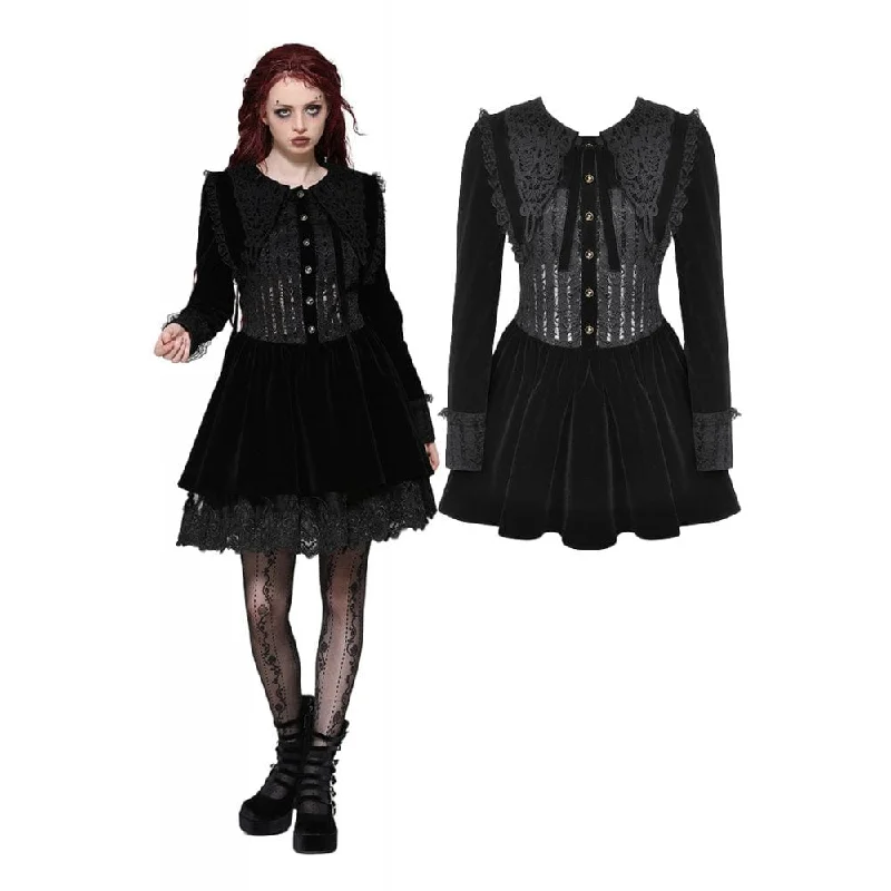 Ball Gown Women Dress with a Full Skirt for a Princess - like LookWomen's Gothic Lace Velvet Short Dress Ball Gown Women Dress with a Full Skirt for a Princess - like LookWomen's Gothic Lace Velvet Short Dress