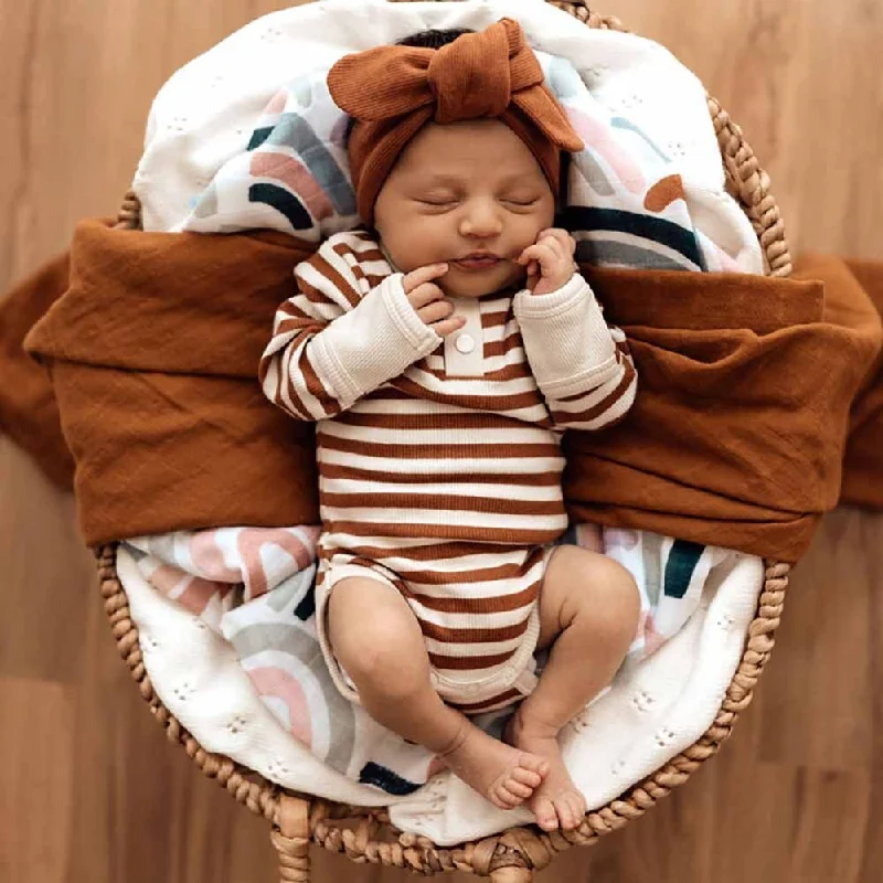 Ruffled Bodysuits with a Playful and Feminine TouchBiscuit Stripe Long Sleeve Organic Bodysuit Ruffled Bodysuits with a Playful and Feminine TouchBiscuit Stripe Long Sleeve Organic Bodysuit