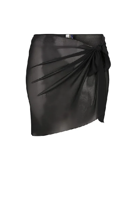 Geometric - pattern cover ups for a modern and trendy appearanceBlack Mesh Short Tie Skirt Bottom Geometric - pattern cover ups for a modern and trendy appearanceBlack Mesh Short Tie Skirt Bottom