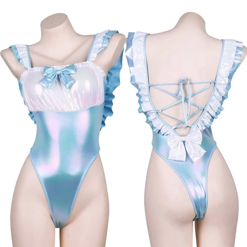 Button - Front Bodysuits with a Classic and Timeless AppealBlue Holographic Onesie