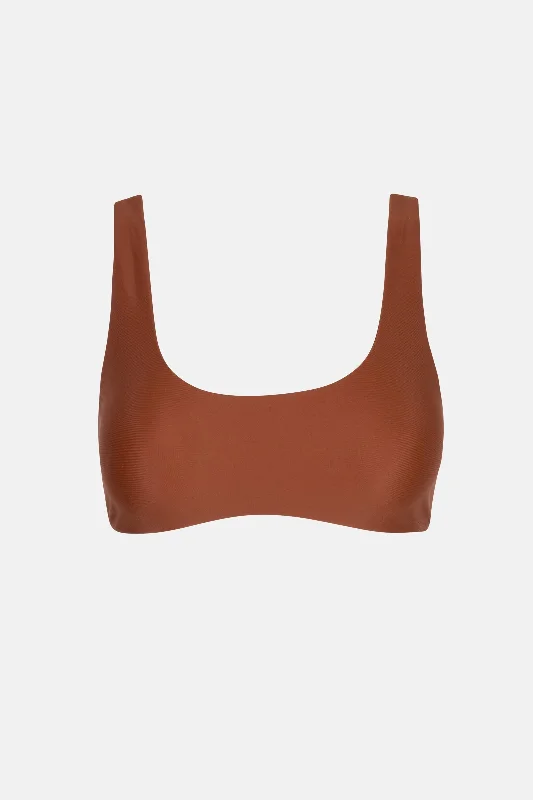 Women's Color - Blocked Swim Tops in Orange and Pink for a Vibrant Summer LookClassic Crop Top Rust Women's Color - Blocked Swim Tops in Orange and Pink for a Vibrant Summer LookClassic Crop Top Rust