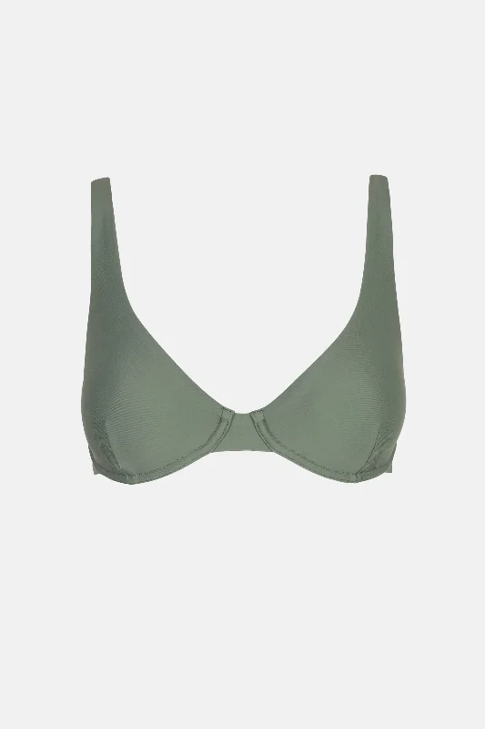 Women's Halter Neck Swim Tops with Tie - Back in Neon Colors for a Bold Summer VibeClassic Underwire Top Olive Women's Halter Neck Swim Tops with Tie - Back in Neon Colors for a Bold Summer VibeClassic Underwire Top Olive