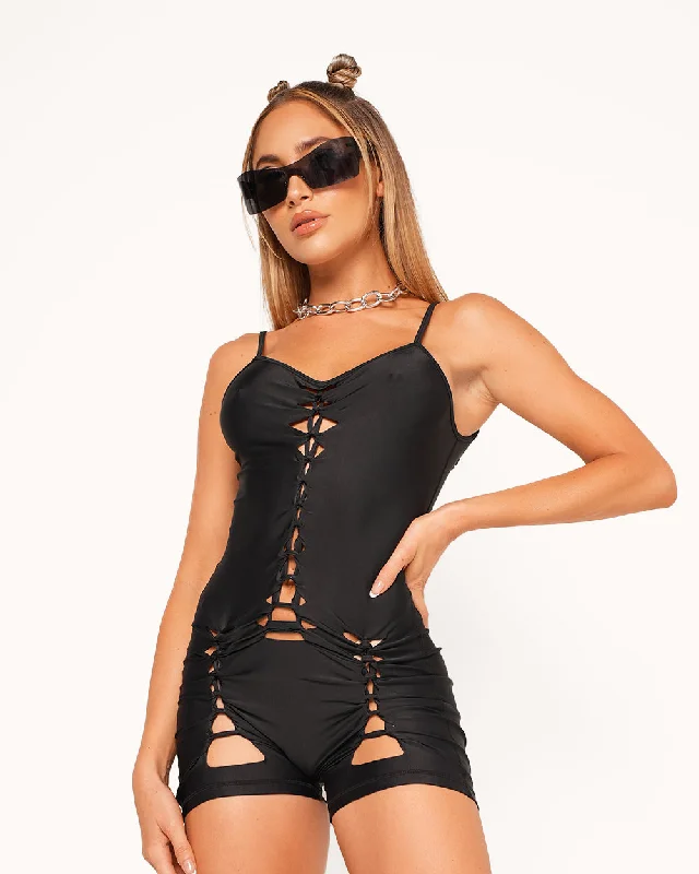 High - Neck Bodysuits for a Modest and Sophisticated LookDance in the Dark Braided Romper