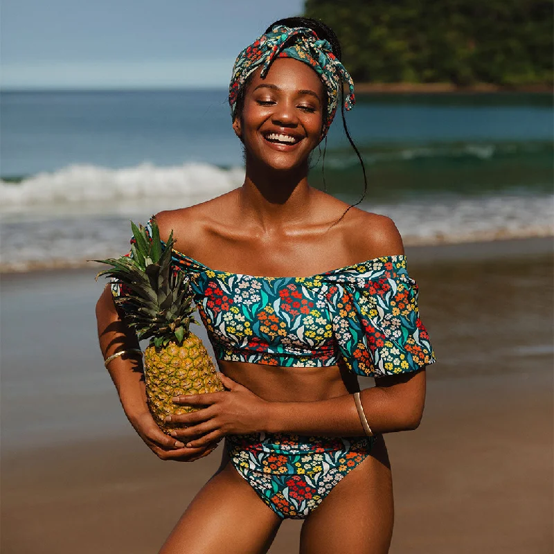 Plus Size Women's Longline Swim Tops in Navy with Striped Pattern for a Nautical StyleEloise Crop, Costa Floral Plus Size Women's Longline Swim Tops in Navy with Striped Pattern for a Nautical StyleEloise Crop, Costa Floral