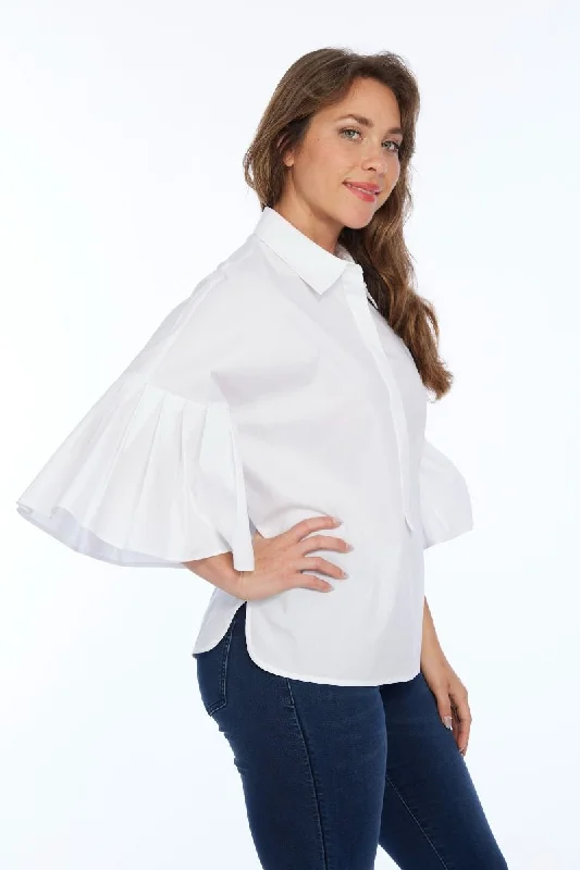 Women's sheer chiffon cover ups for beach partiesLior Top Hira # 1 White