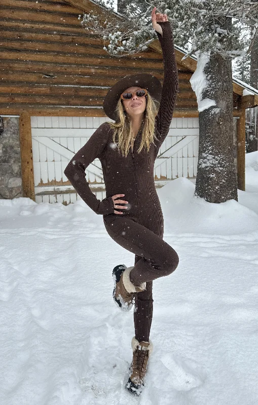 Cut - Out Bodysuits for a Trendy and Fashion - Forward StyleLodge Onesie ~ Winter Rib Chocolate Cut - Out Bodysuits for a Trendy and Fashion - Forward StyleLodge Onesie ~ Winter Rib Chocolate