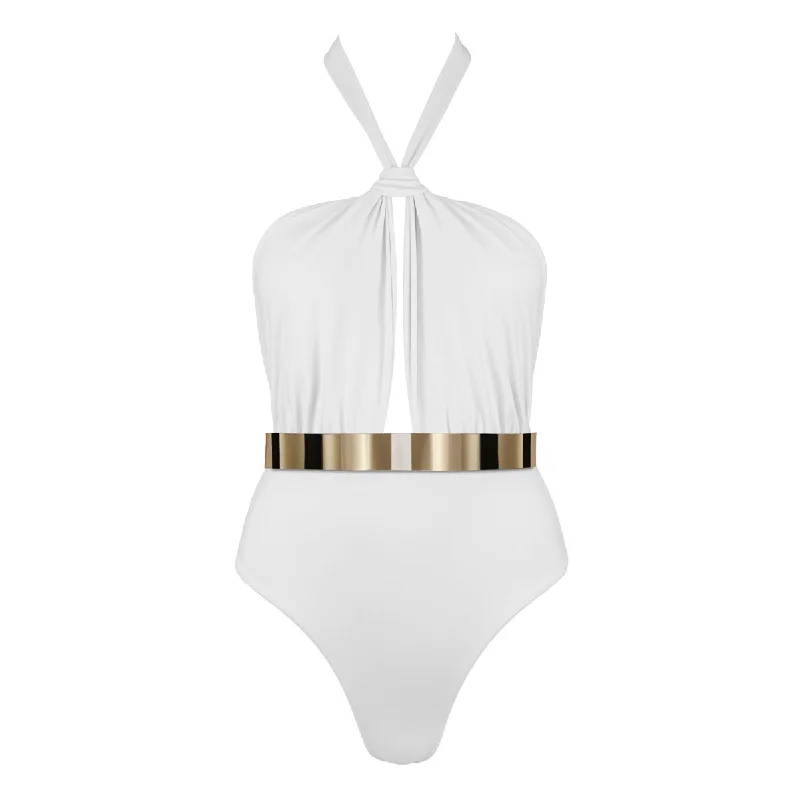 Women's Long - Sleeve Turtleneck One - Pieces in Navy for a Sophisticated Winter EnsembleMOOREA Swimsuit STUDIO EDITION - WHITE Women's Long - Sleeve Turtleneck One - Pieces in Navy for a Sophisticated Winter EnsembleMOOREA Swimsuit STUDIO EDITION - WHITE