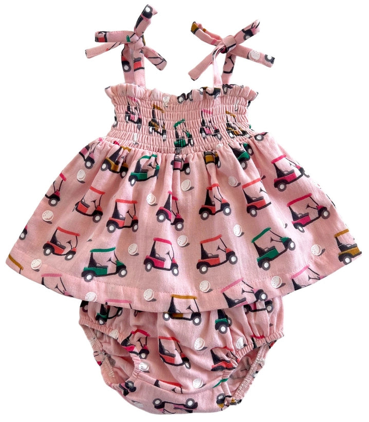Metallic Bodysuits for a Glitzy and Glamorous Night OutOrganic Smocked Set, Pink Golf Cart Metallic Bodysuits for a Glitzy and Glamorous Night OutOrganic Smocked Set, Pink Golf Cart
