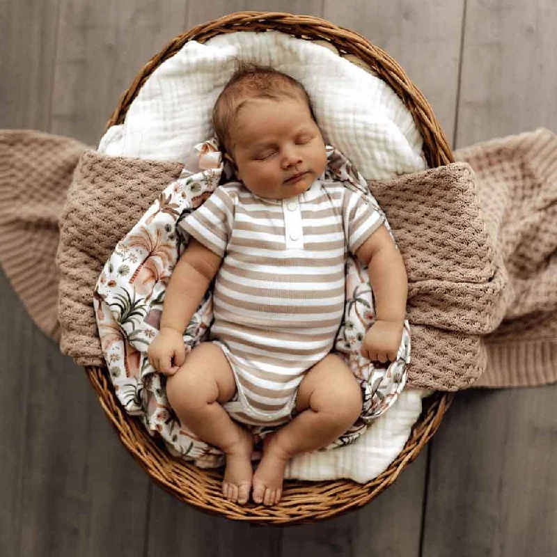Printed Bodysuits with Floral Patterns for a Feminine VibePebble Stripe Short Sleeve Organic Bodysuit Printed Bodysuits with Floral Patterns for a Feminine VibePebble Stripe Short Sleeve Organic Bodysuit