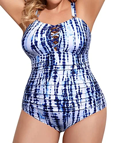 Women's Metallic One - Pieces in Silver for a Shiny and Eye - Catching Night OutfitLadies Deep V Neck Tummy Control Plus Size One Piece Swimsuits-Blue Tie Dye Women's Metallic One - Pieces in Silver for a Shiny and Eye - Catching Night OutfitLadies Deep V Neck Tummy Control Plus Size One Piece Swimsuits-Blue Tie Dye