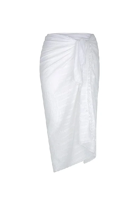 Knee - length cover ups for a versatile and practical beachwear optionWhite Sarong